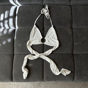 PLT summer white ring halter top